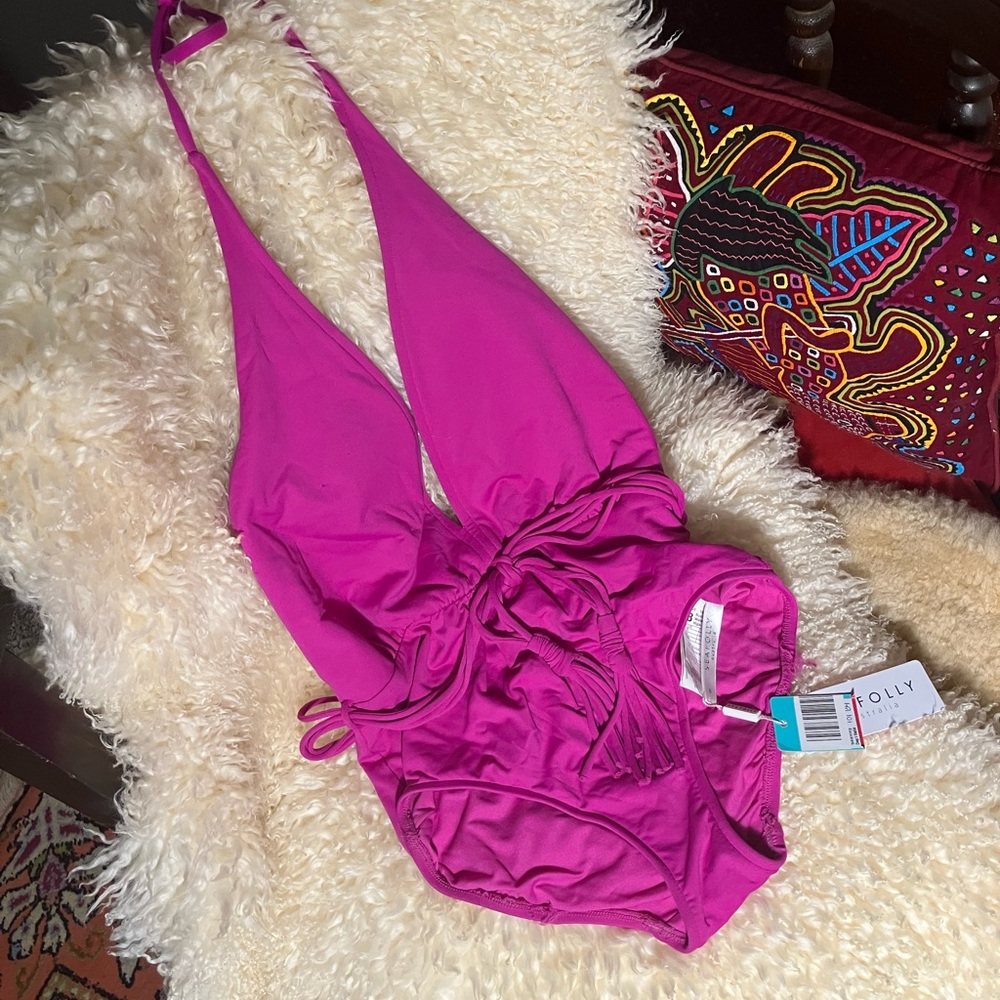 Seafolly Deep-V Maillot - Fuchsia, Bright Pink Swimsuit, Full Coverage Rear